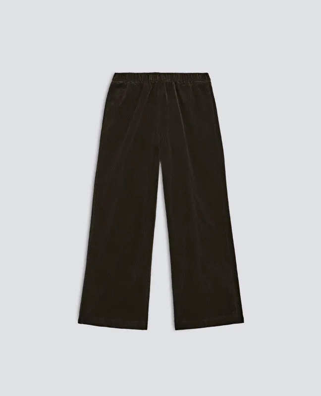 PANTALONE IN VELLUTO A COSTE CON ELASTICO - MARRONE made by Aspesi