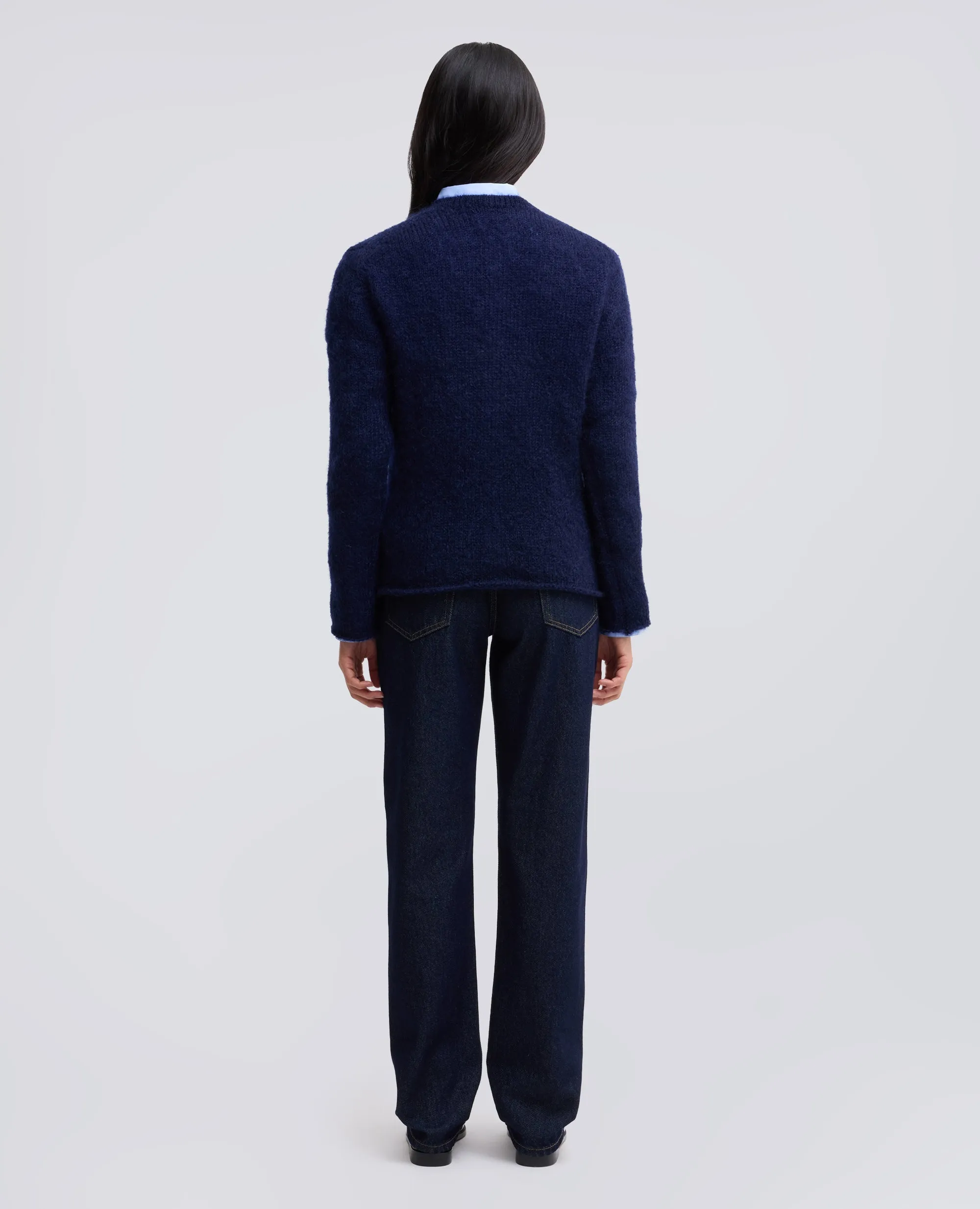 CARDIGAN GIROCOLLO DI MAGLIA IN MOHAIR E LANA - BLU sold by Aspesi product image thumbnail 3