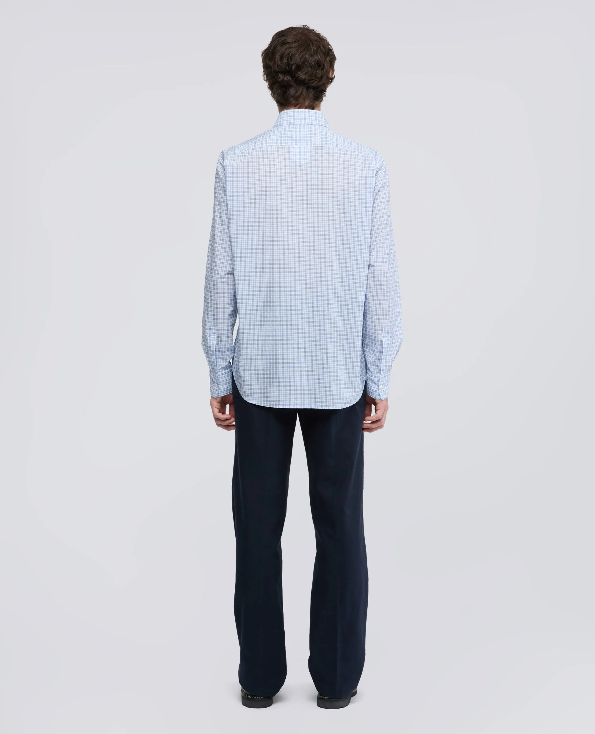 CAMICIA SEDICI IN POPELINE DI COTONE CON MOTIVO CHECK - AZZURRO sold by Aspesi product image thumbnail 3