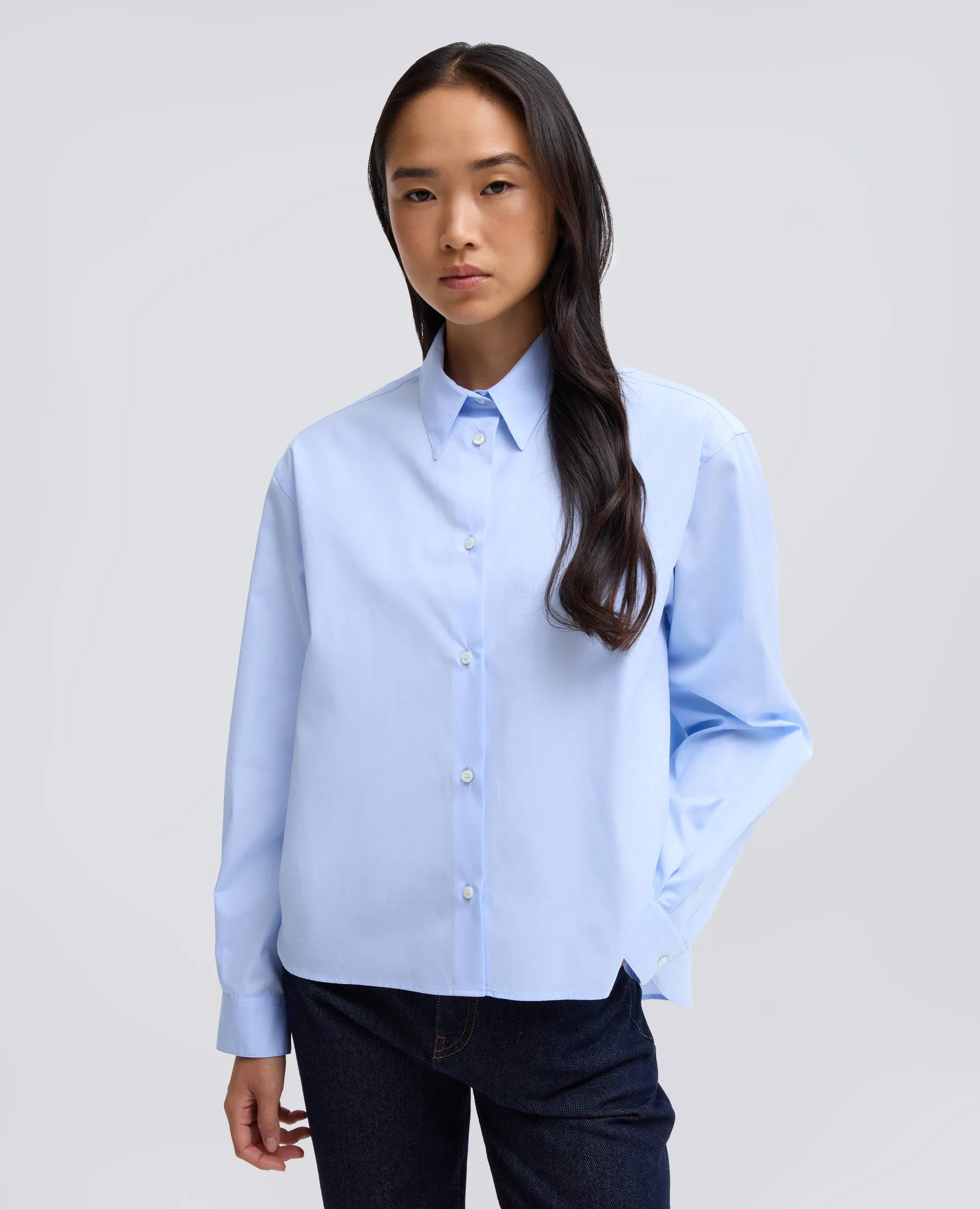 CAMICIA BOXY IN POPELINE DI COTONE - AZZURRO sold by Aspesi product image thumbnail 4