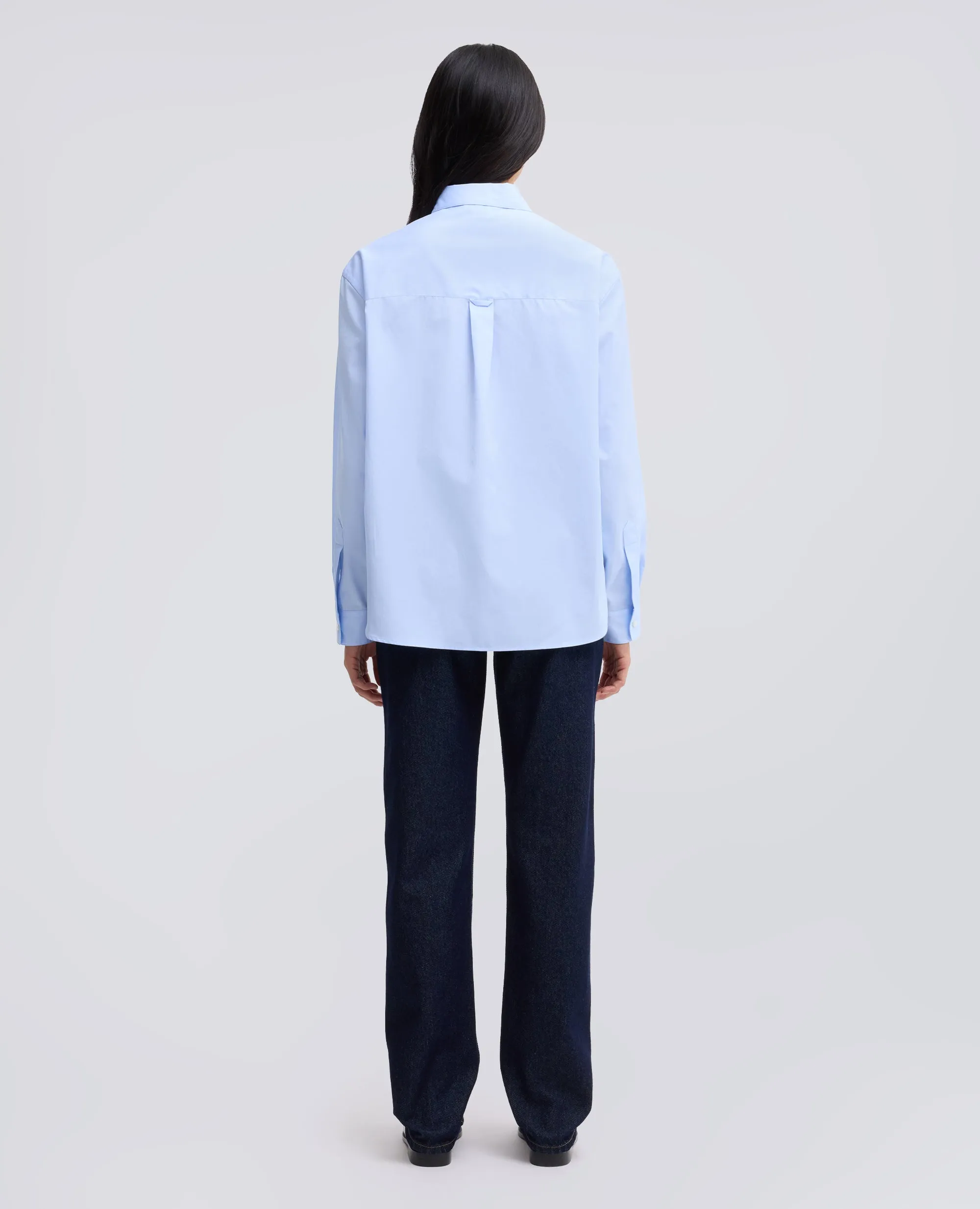 CAMICIA BOXY IN POPELINE DI COTONE - AZZURRO sold by Aspesi product image thumbnail 3