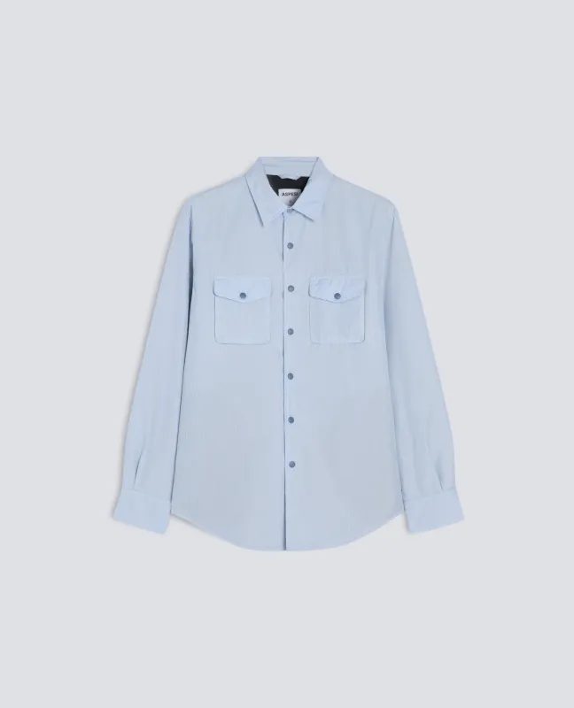 CAMICIA 13 PIU -HERE IS THE SEA- CON OVATTA THERMORE® - RIGA AZZURRA made by Aspesi