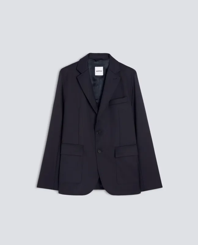 BLAZER IN GABARDINA DI PURA LANA VERGINE - NAVY made by Aspesi
