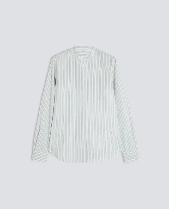 CAMICIA IN POPELINE DI COTONE A RIGHE - RIGA VERDE made by Aspesi