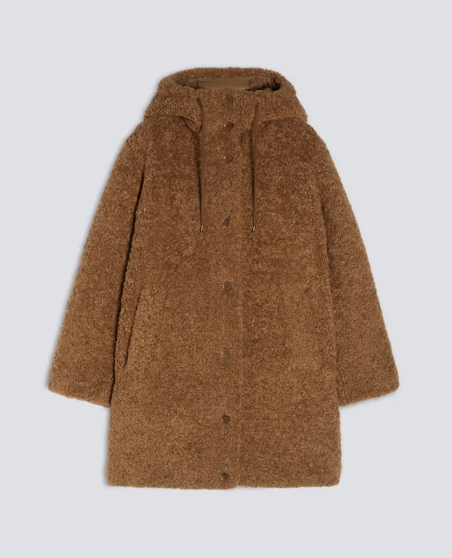 PARKA IN ECOPELLICCIA TEDDY IMBOTTITO - TABACCO made by Aspesi
