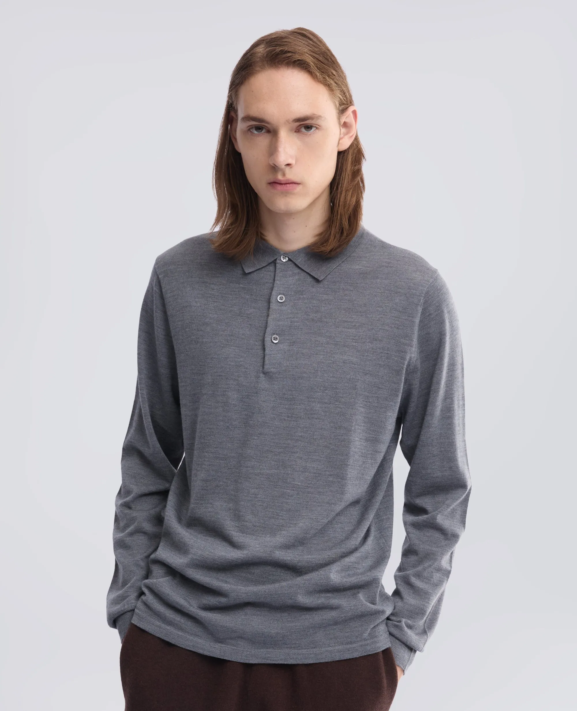 POLO A MANICHE LUNGHE - GRIGIO sold by Aspesi product image thumbnail 4