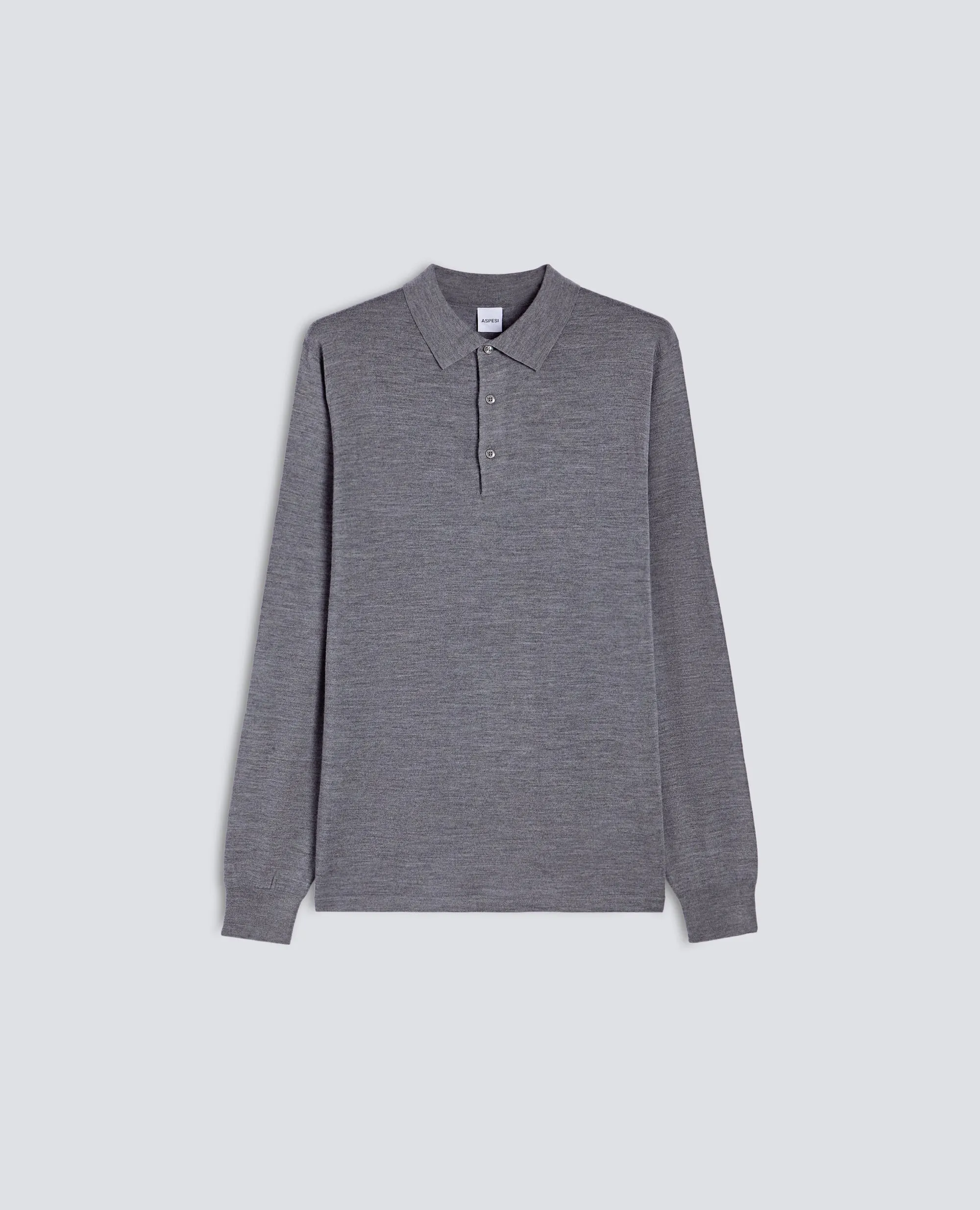 POLO A MANICHE LUNGHE - GRIGIO sold by Aspesi