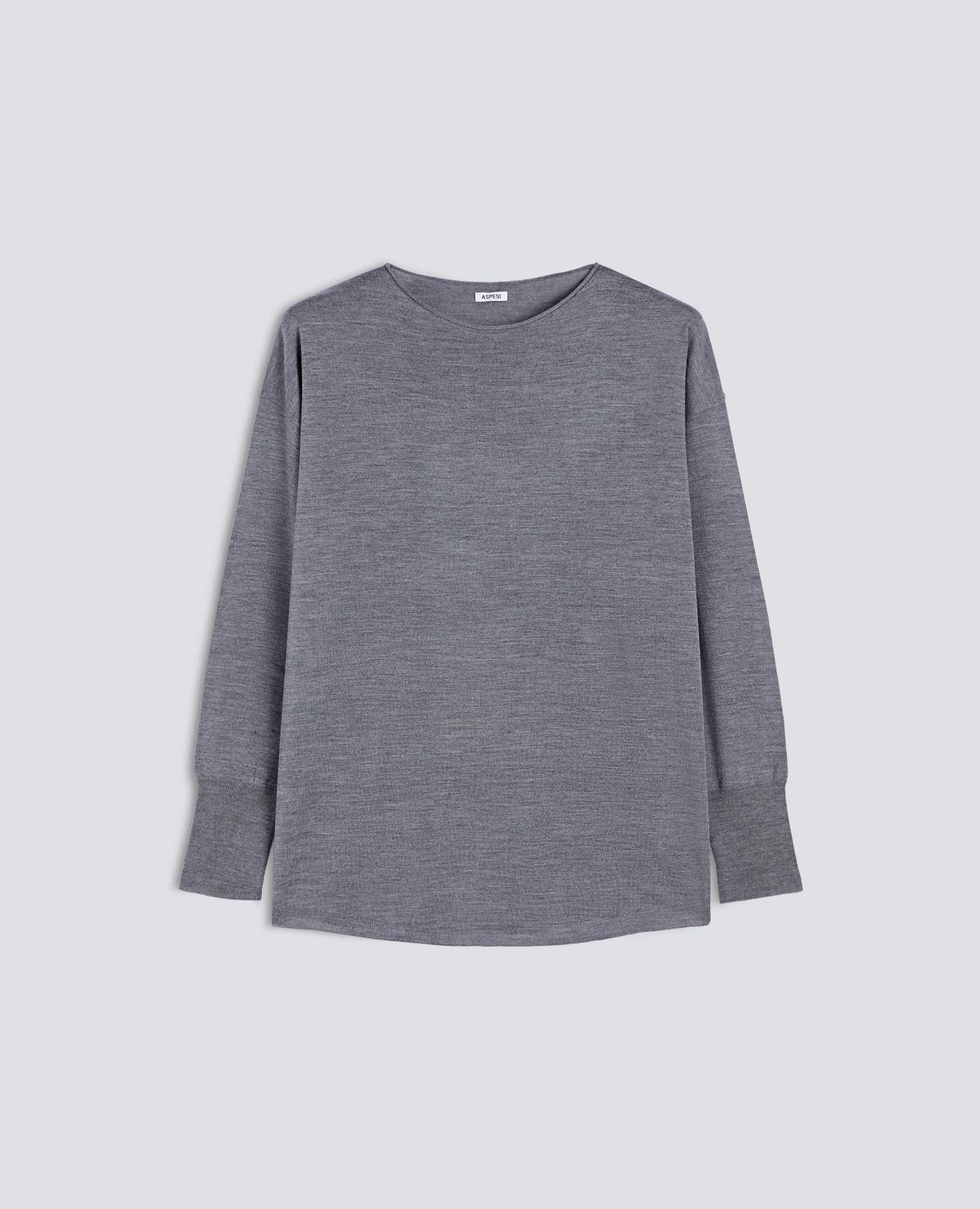 MAGLIA CON SCOLLO A BARCA - GRIGIO sold by Aspesi