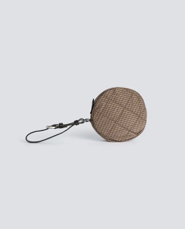 BORSA POCHETTE TRAPUNTATA IN TAFFETAS - CHECK BEIGE made by Aspesi