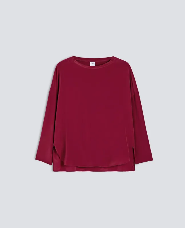 TOP A MANICHE LUNGHE IN CREPE DE CHINE DI SETA - BARBERA made by Aspesi