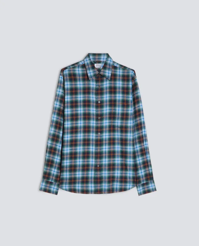 CAMICIA IN FLANELLA DI COTONE CON MOTIVO CHECK - AZZURRO made by Aspesi