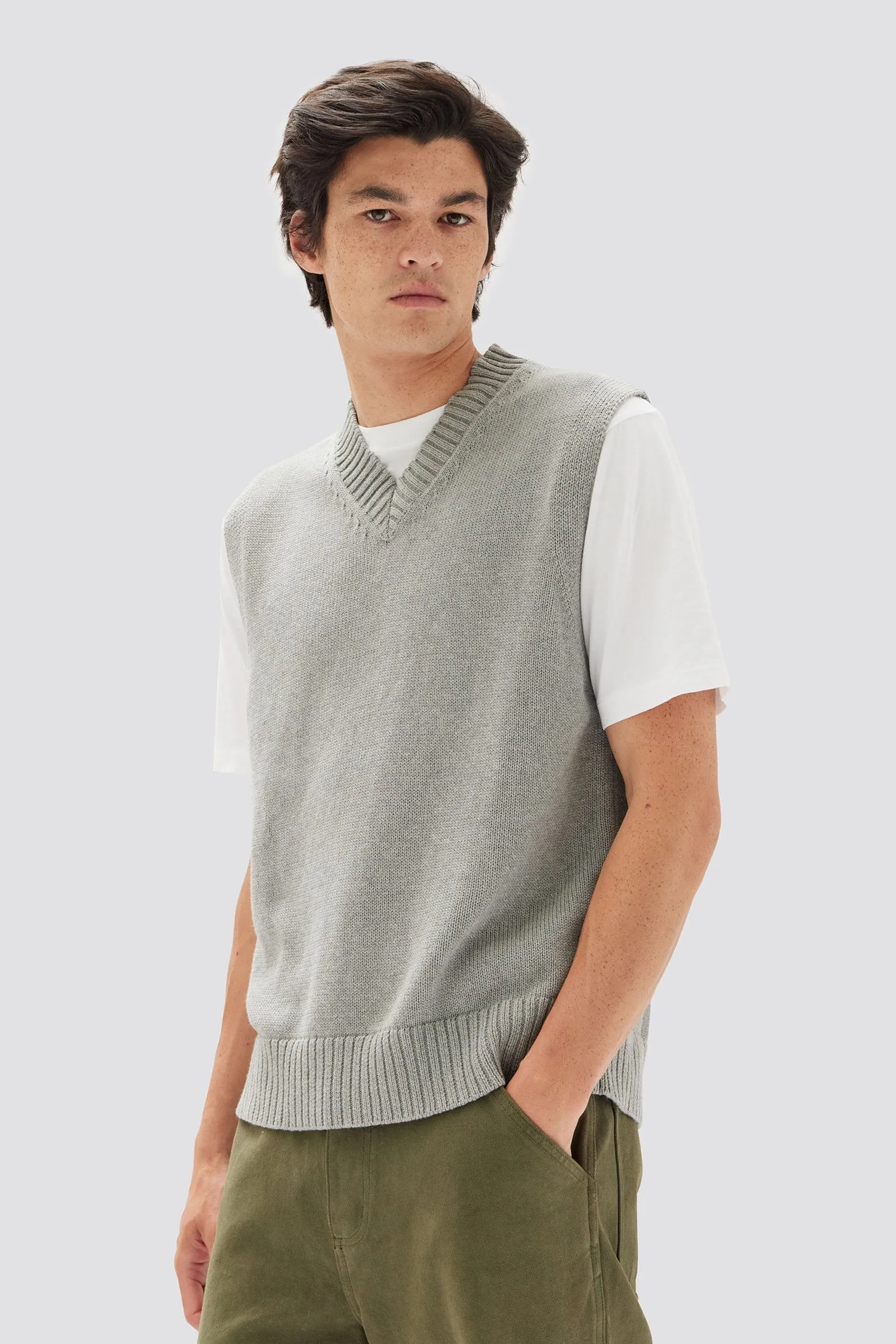 Knit Grey Sweater Vest Maison Margiela Layered Knitted Vest Grey