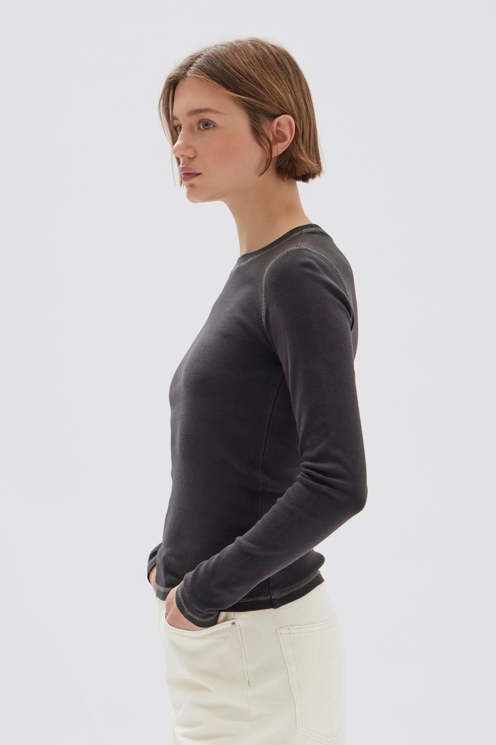 Evelyn Contrast Stitch Long Sleeve Tee sold by Assembly Label product image thumbnail 3