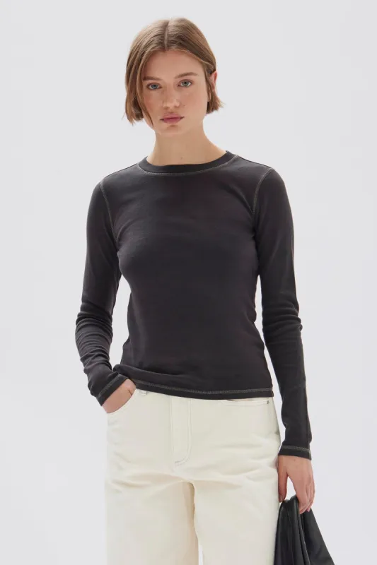Evelyn Contrast Stitch Long Sleeve Tee sold by Assembly Label