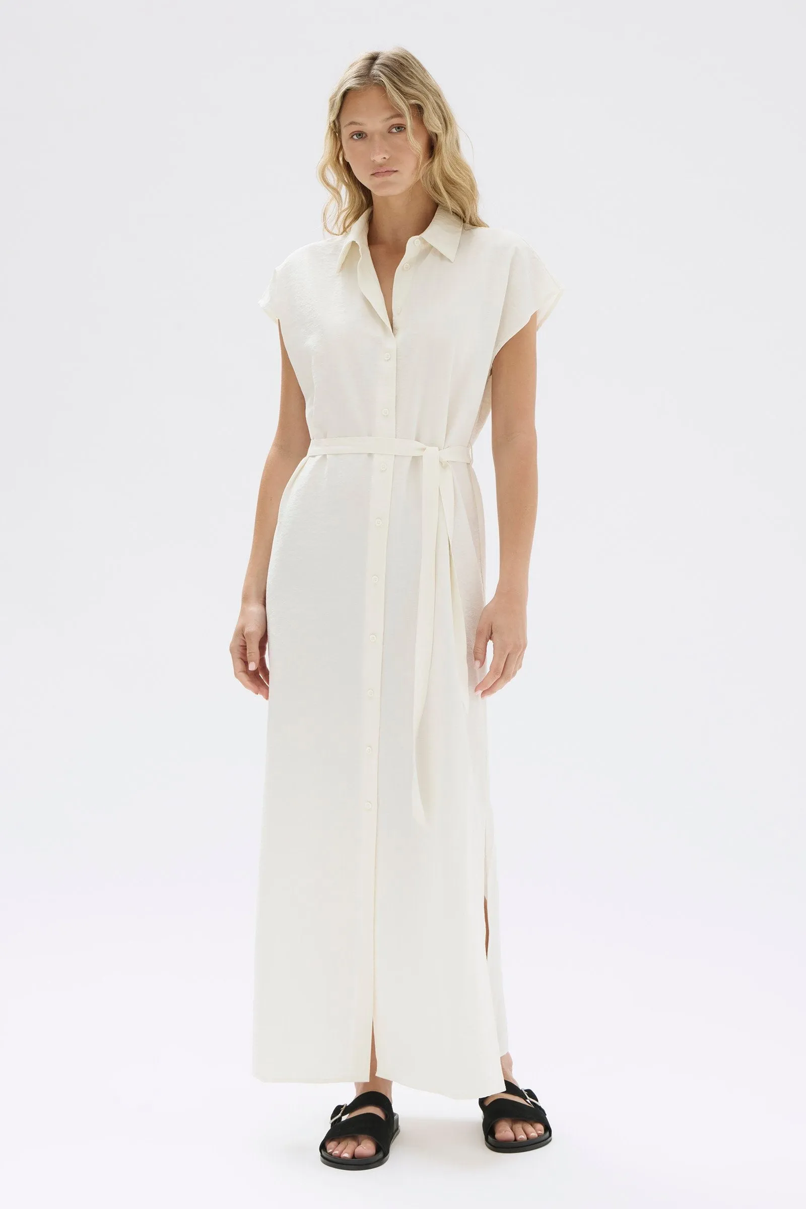 Heather Silk Blend Maxi Shirt Dress sold by Assembly Label