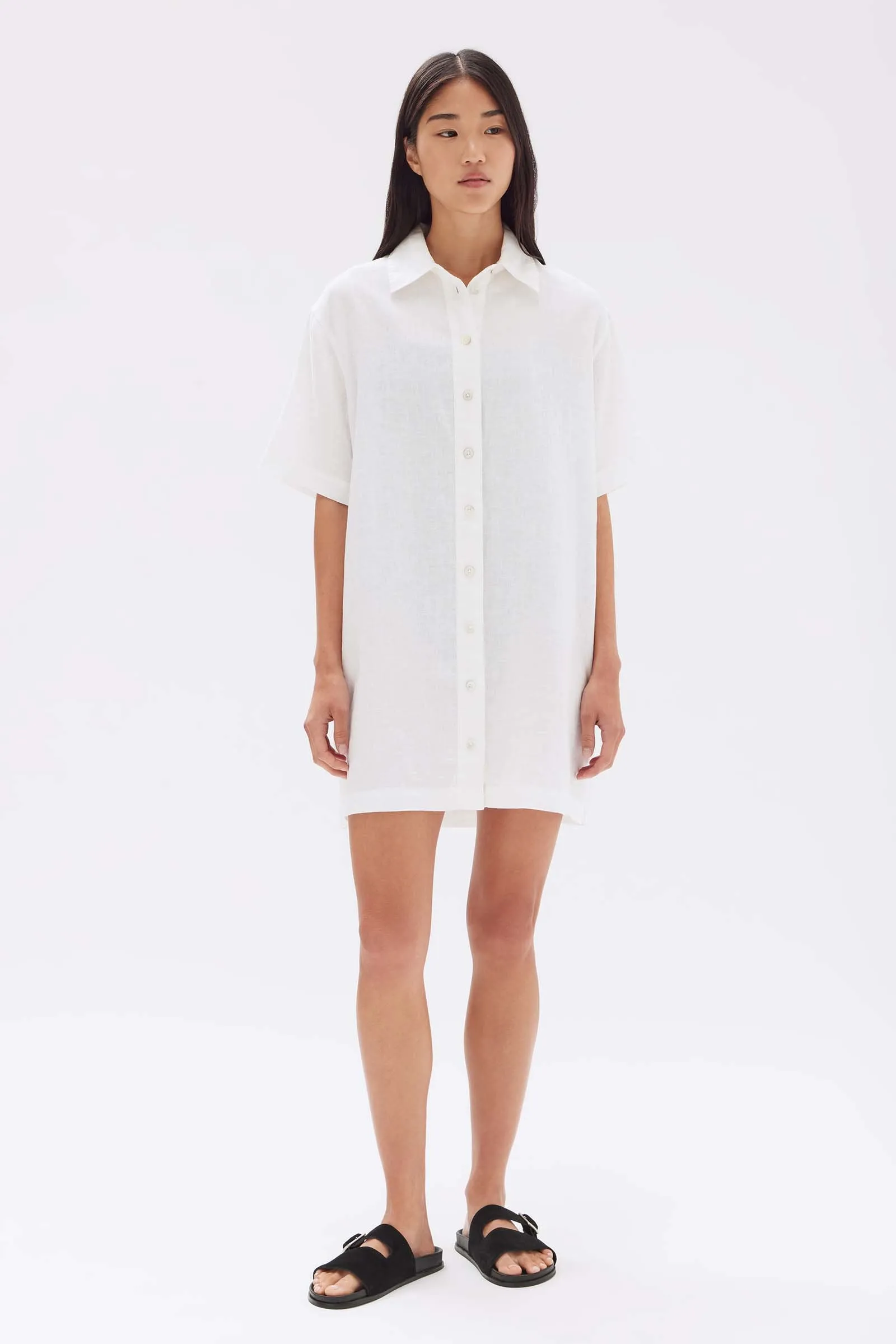 Louise Linen Mini Shirt Dress sold by Assembly Label
