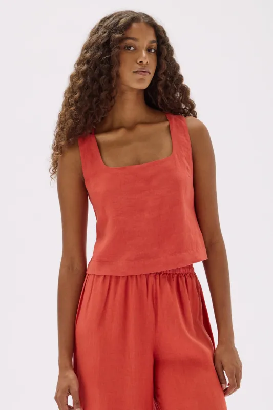 Georgina Linen Top sold by Assembly Label