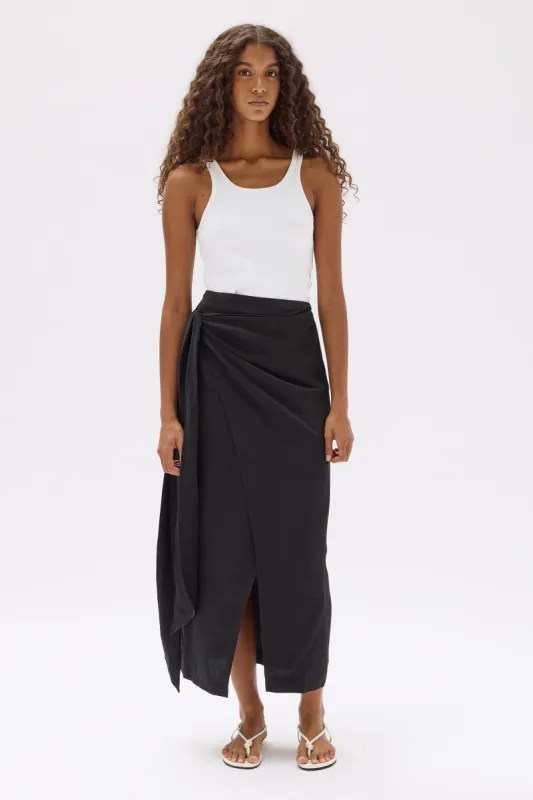 Reese Silk Linen Tie Skirt sold by Assembly Label