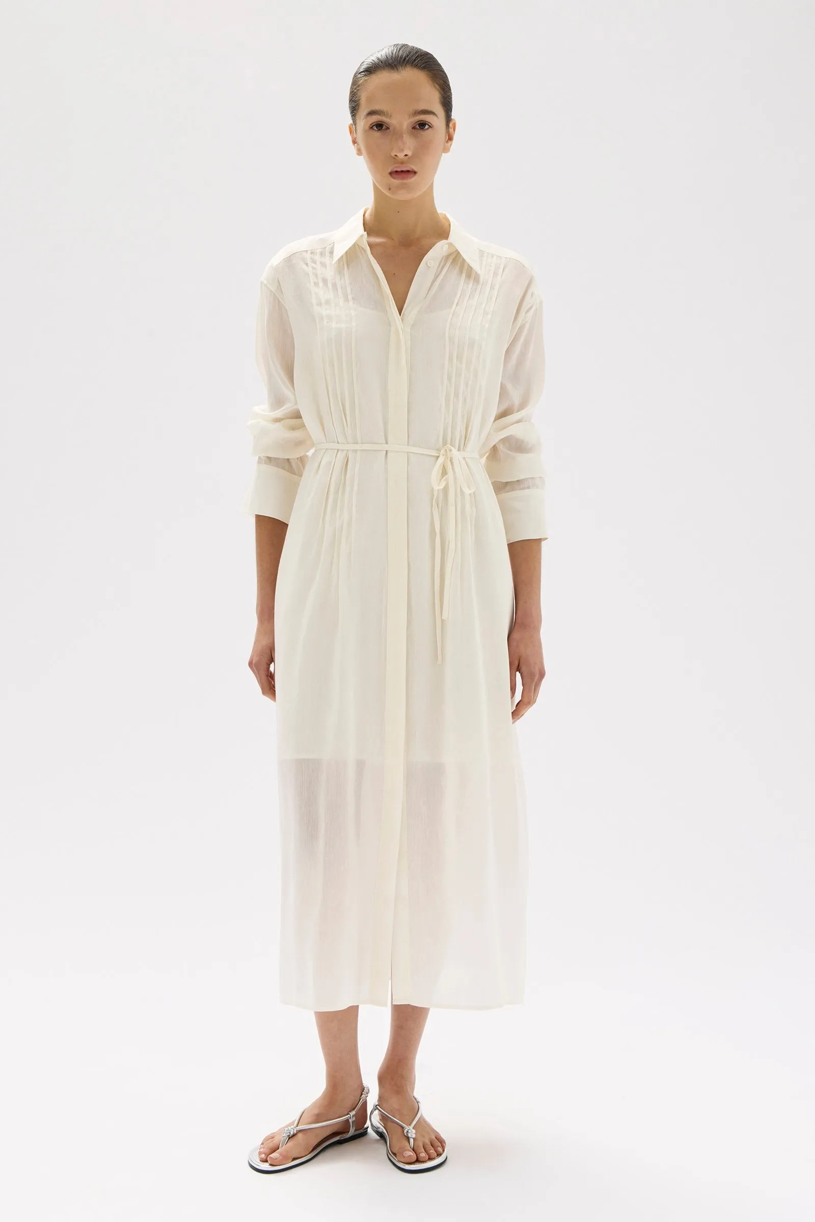 Harper Linen Silk Maxi Shirt Dress sold by Assembly Label
