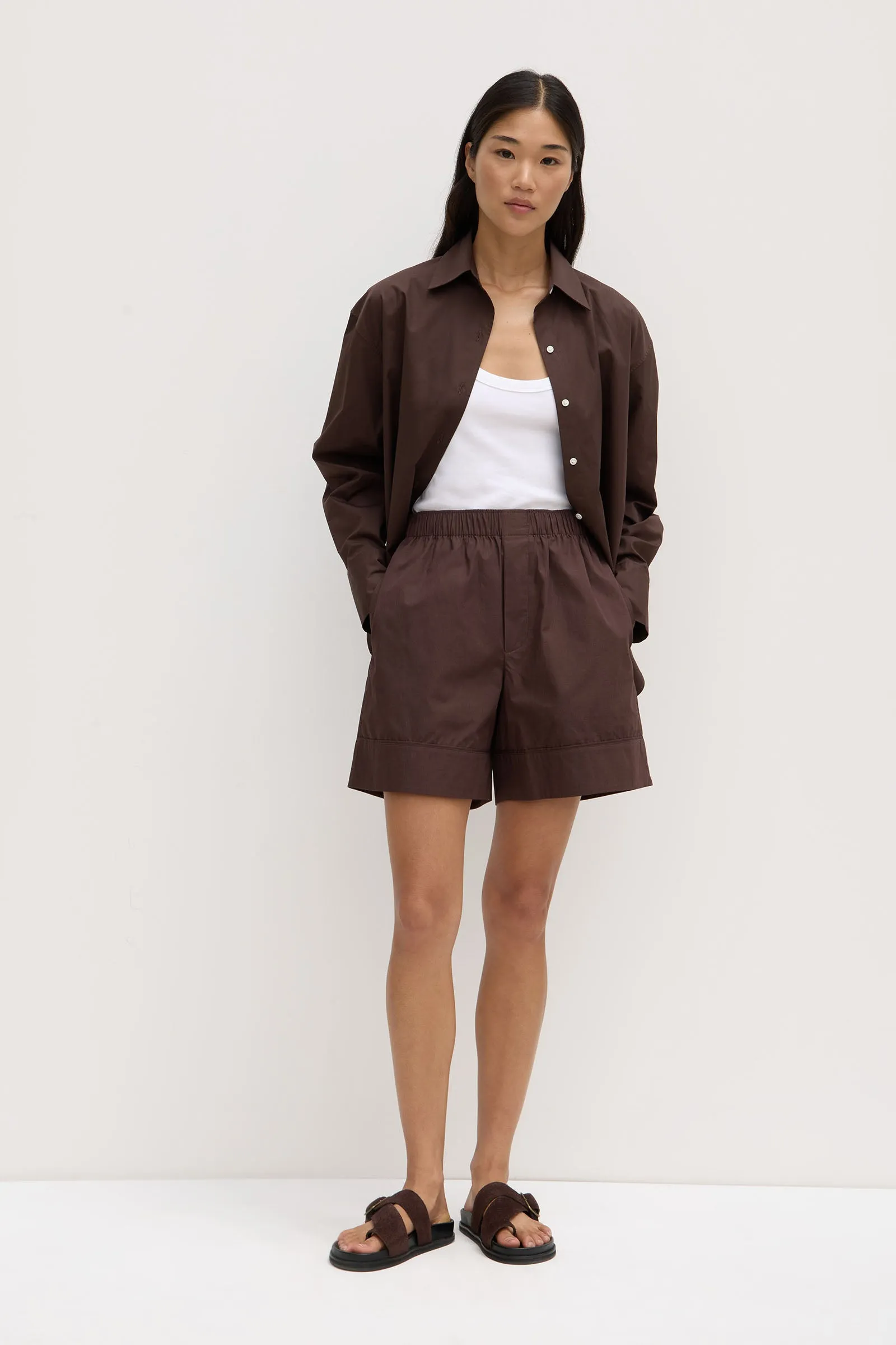 Cleo Longline Poplin Short sold by Assembly Label