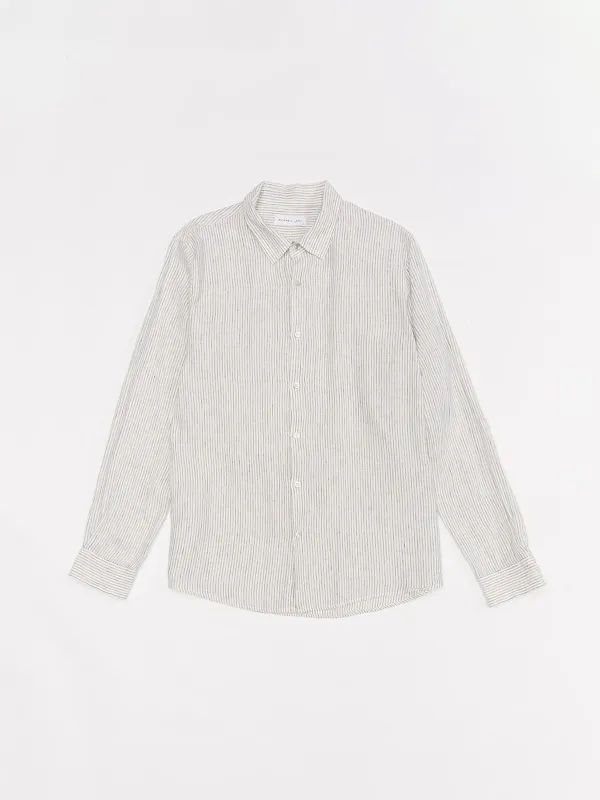 Re-Worn Mens Linen Stripe Long Sleeve Shirt sold by Assembly Label