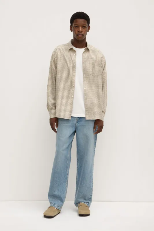 Cotton Linen Check Shirt | Slate | Parallel