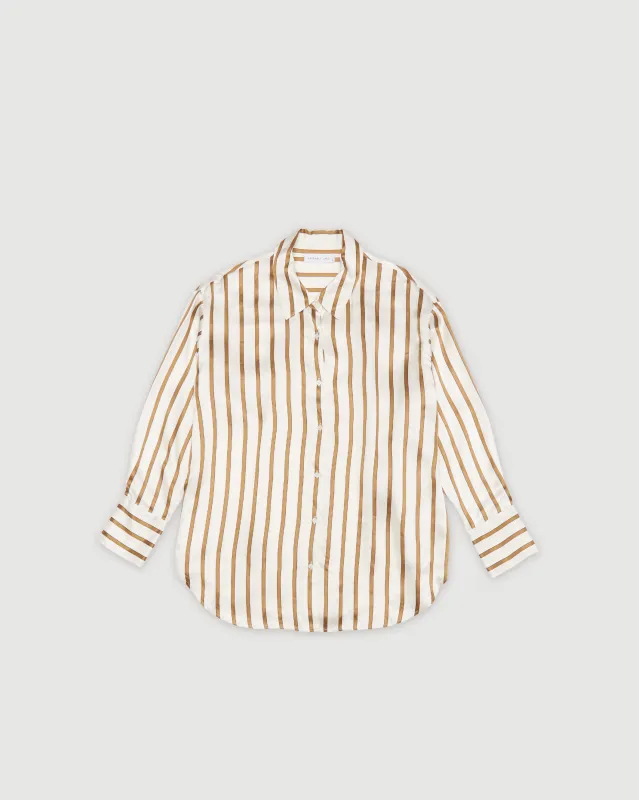 Re-Worn Womens Linen Blend Stripe Long Sleeve Shirt sold by Assembly Label