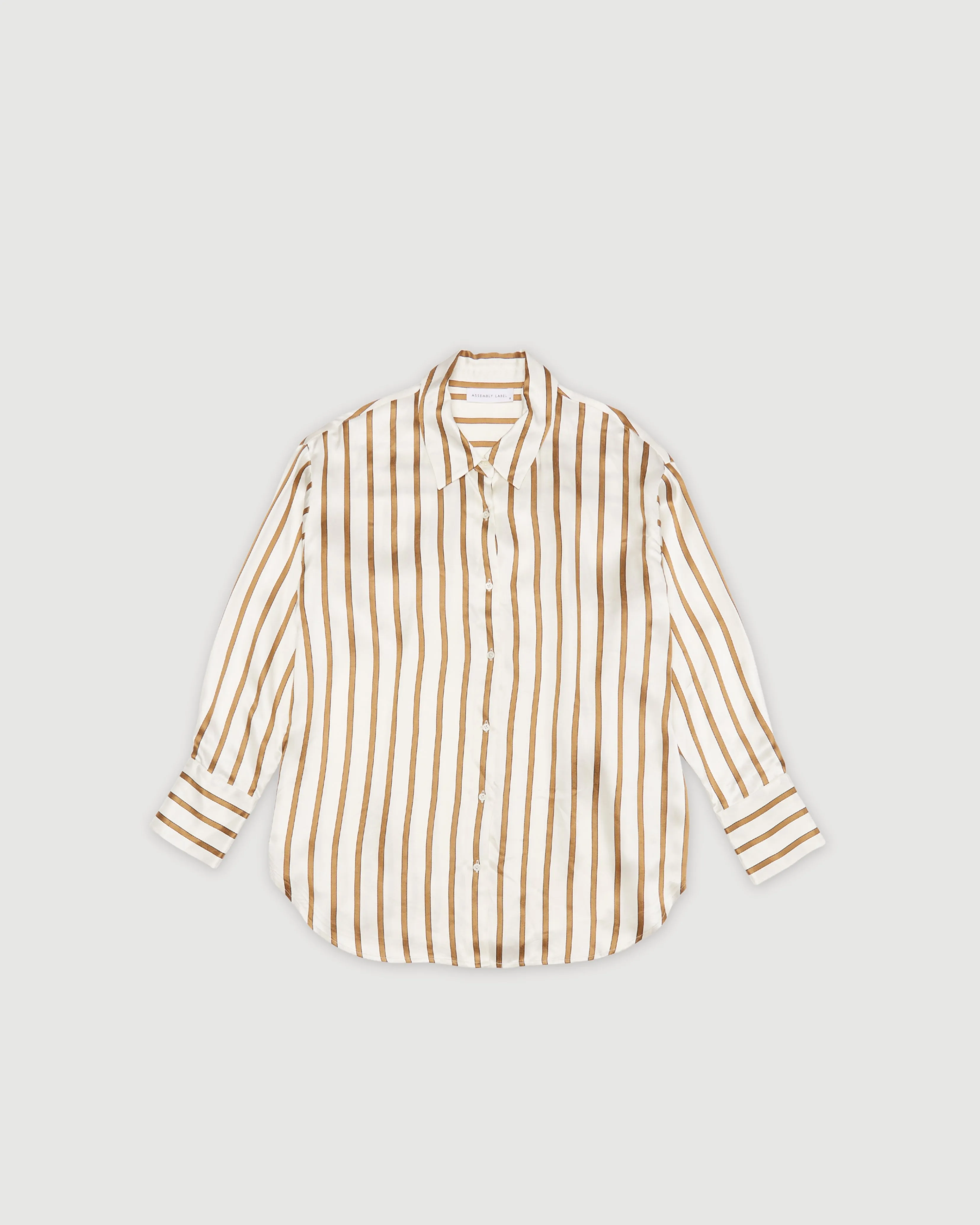 Re-Worn Womens Linen Blend Stripe Long Sleeve Shirt sold by Assembly Label