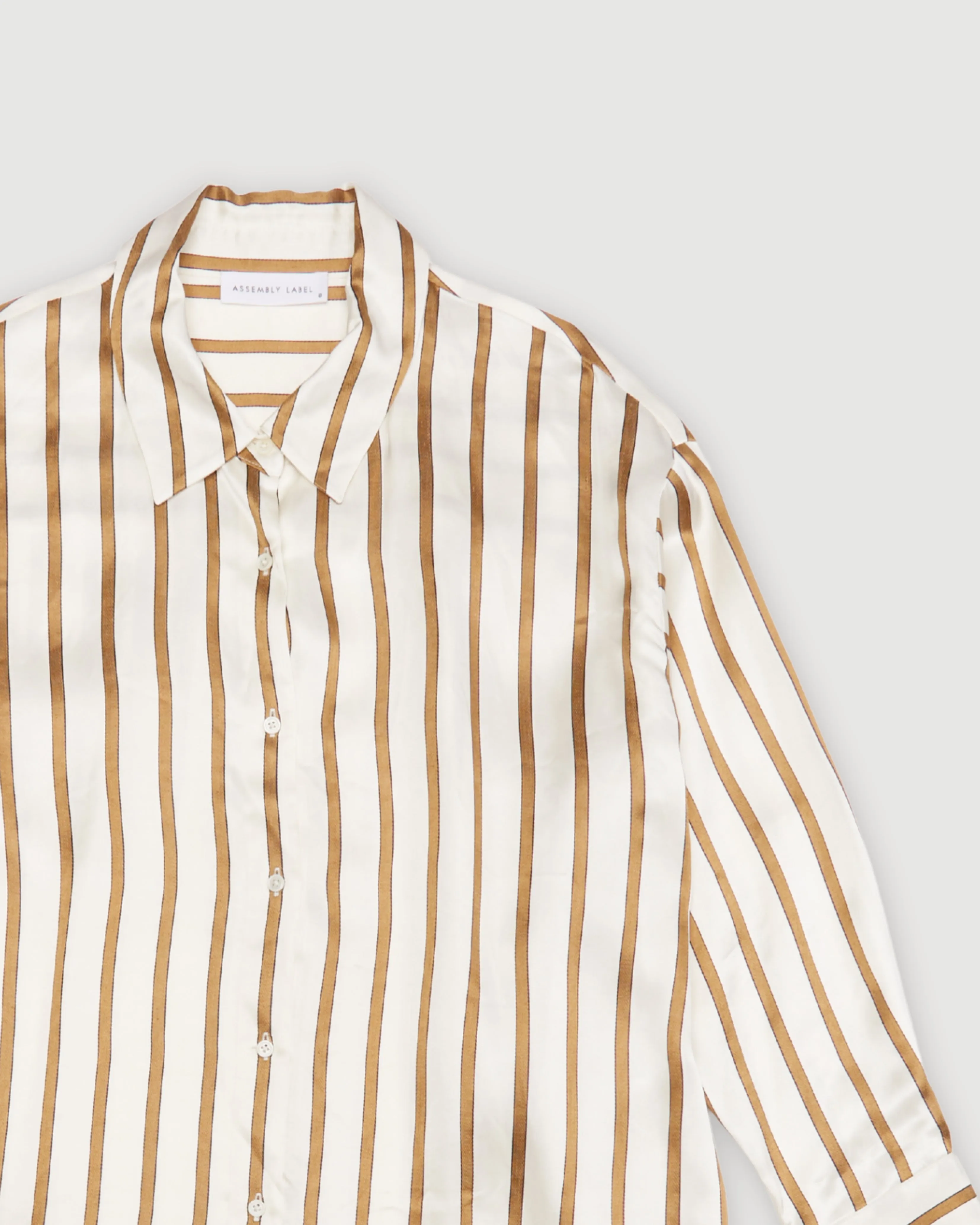 Re-Worn Womens Linen Blend Stripe Long Sleeve Shirt sold by Assembly Label product image thumbnail 2