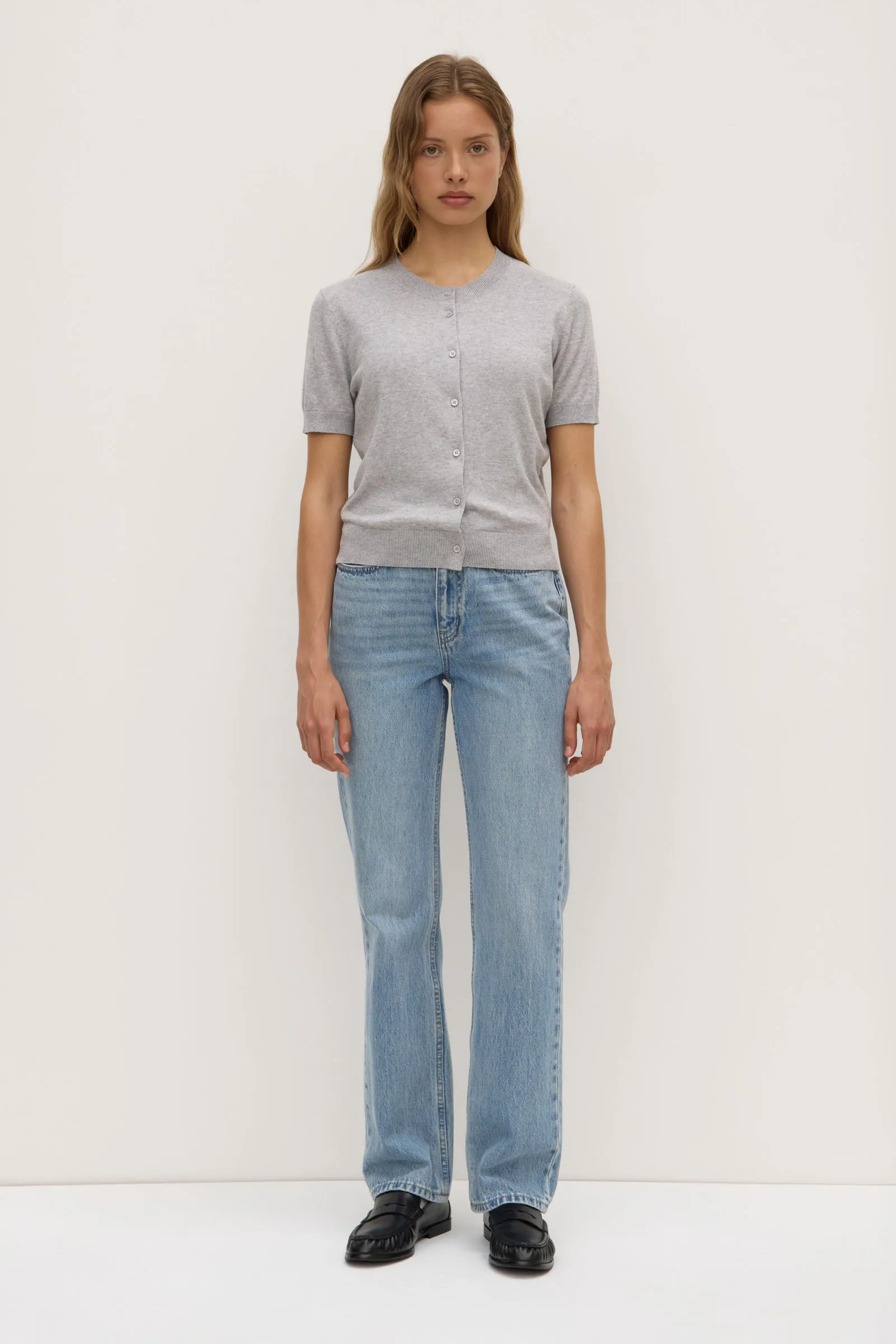 Semra Cotton Cashmere Short Sleeve Cardigan sold by Assembly Label