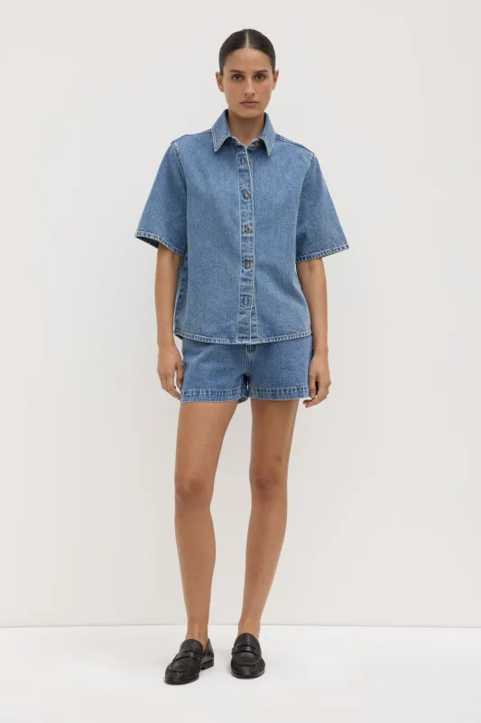 Boxy Denim Short Sleeve Shirt sold by Assembly Label