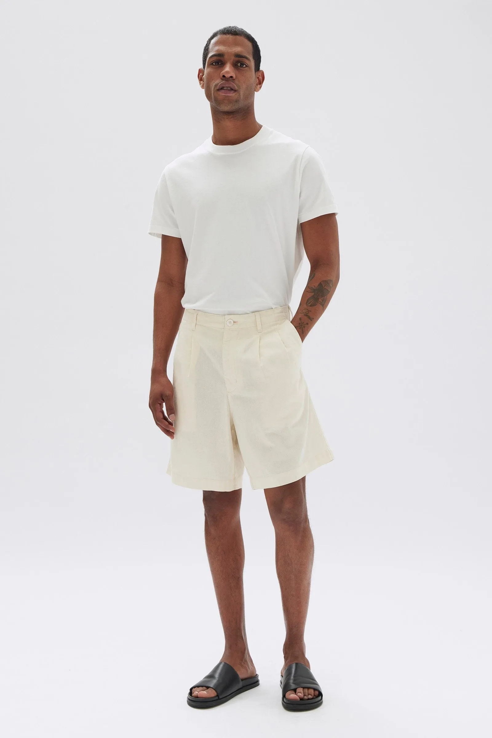 Stan Pleated Cotton Linen Short sold by Assembly Label