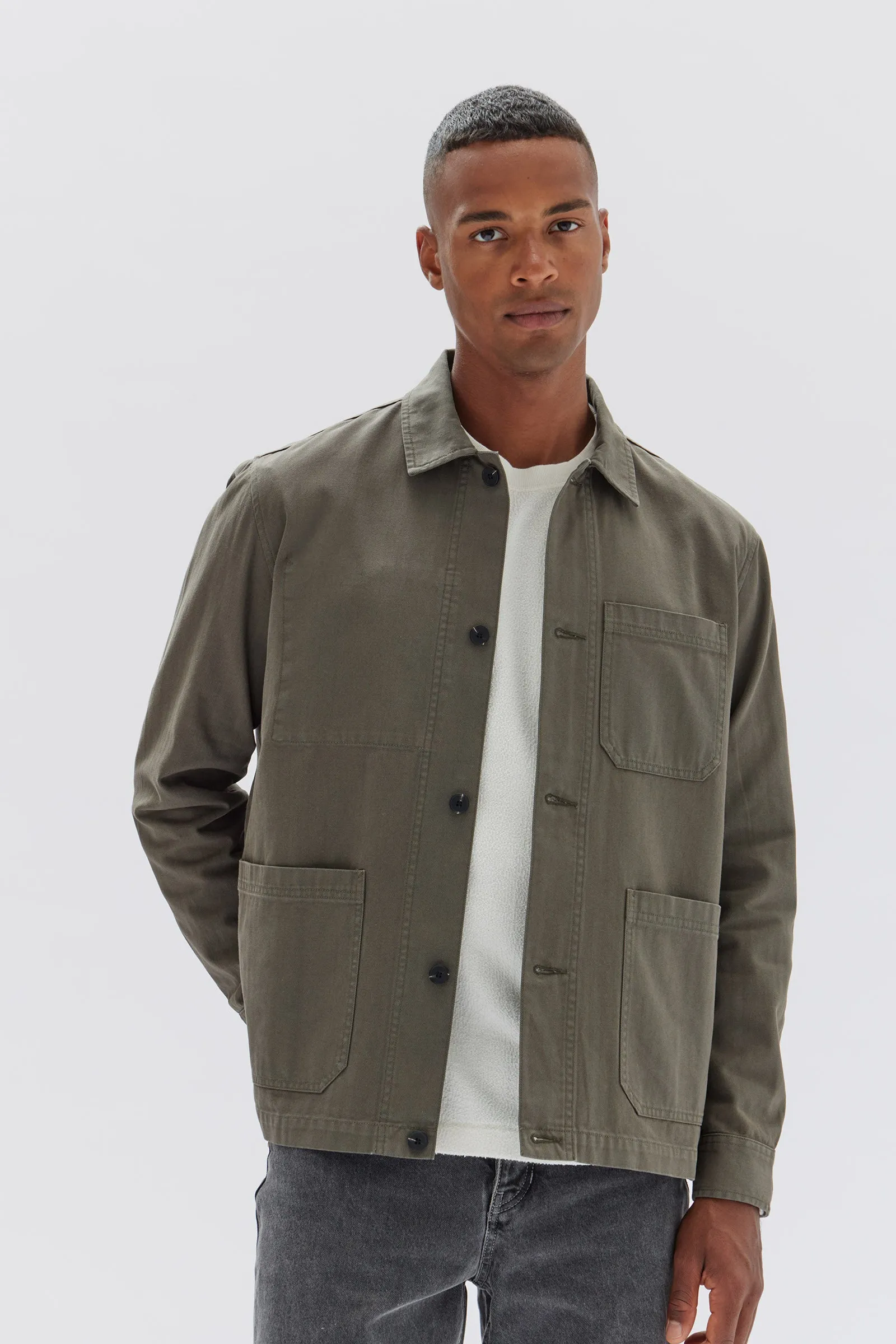 Herringbone Chore Jacket sold by Assembly Label