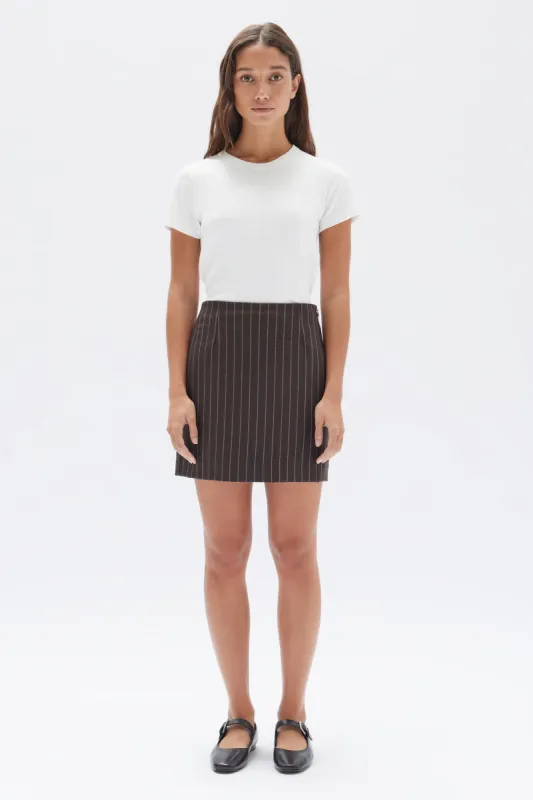 Sofia Wool Pinstripe Mini Skirt sold by Assembly Label