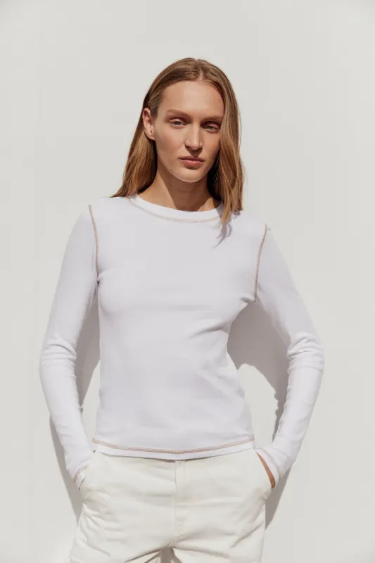 Evelyn Contrast Stitch Long Sleeve Tee sold by Assembly Label