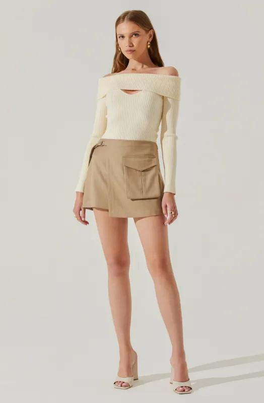 Brylee Foldover Cargo Mini Skirt sold by Astr