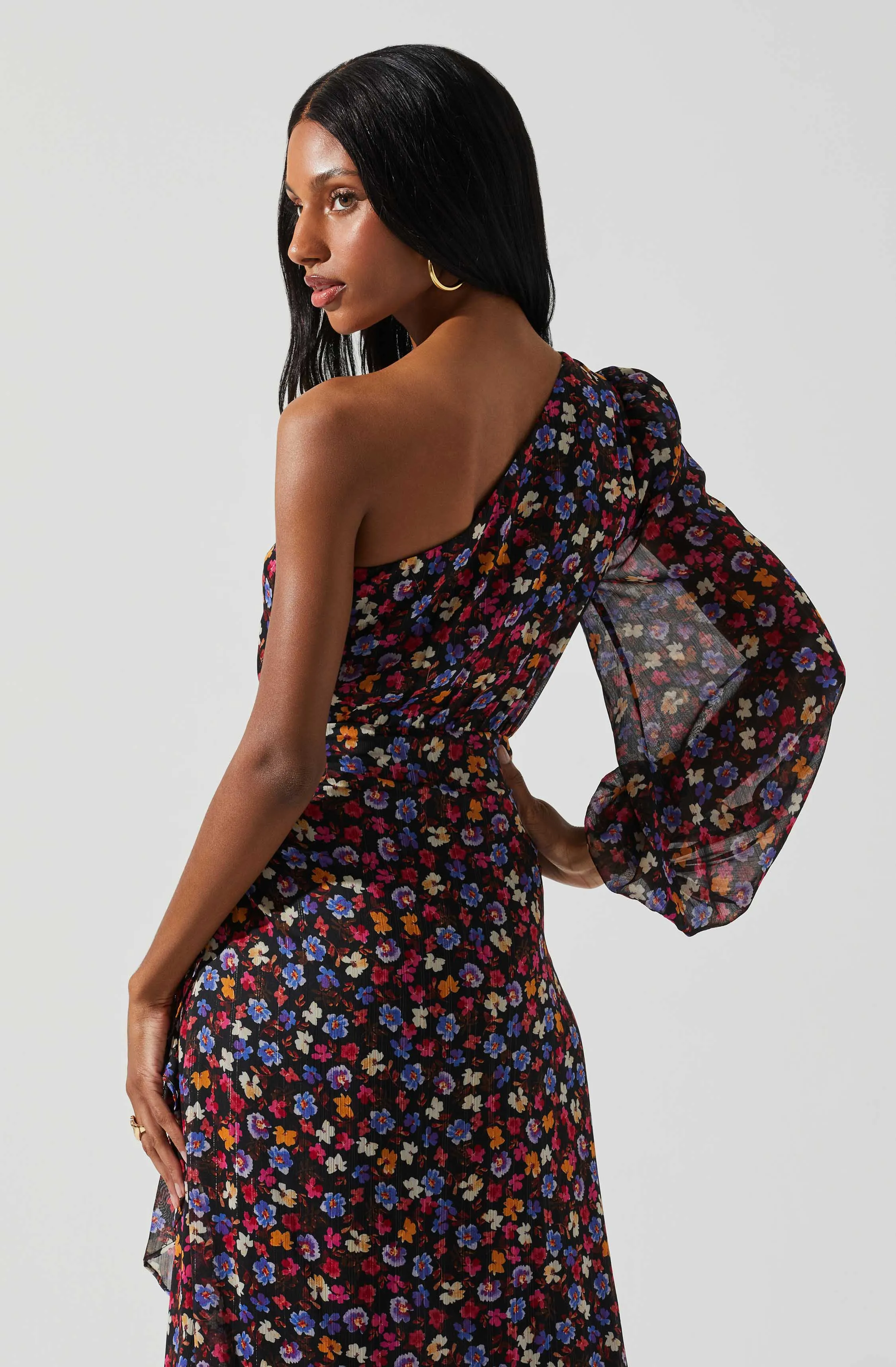 Calista Floral One Shoulder Midi Dress sold by Astr product image thumbnail 5