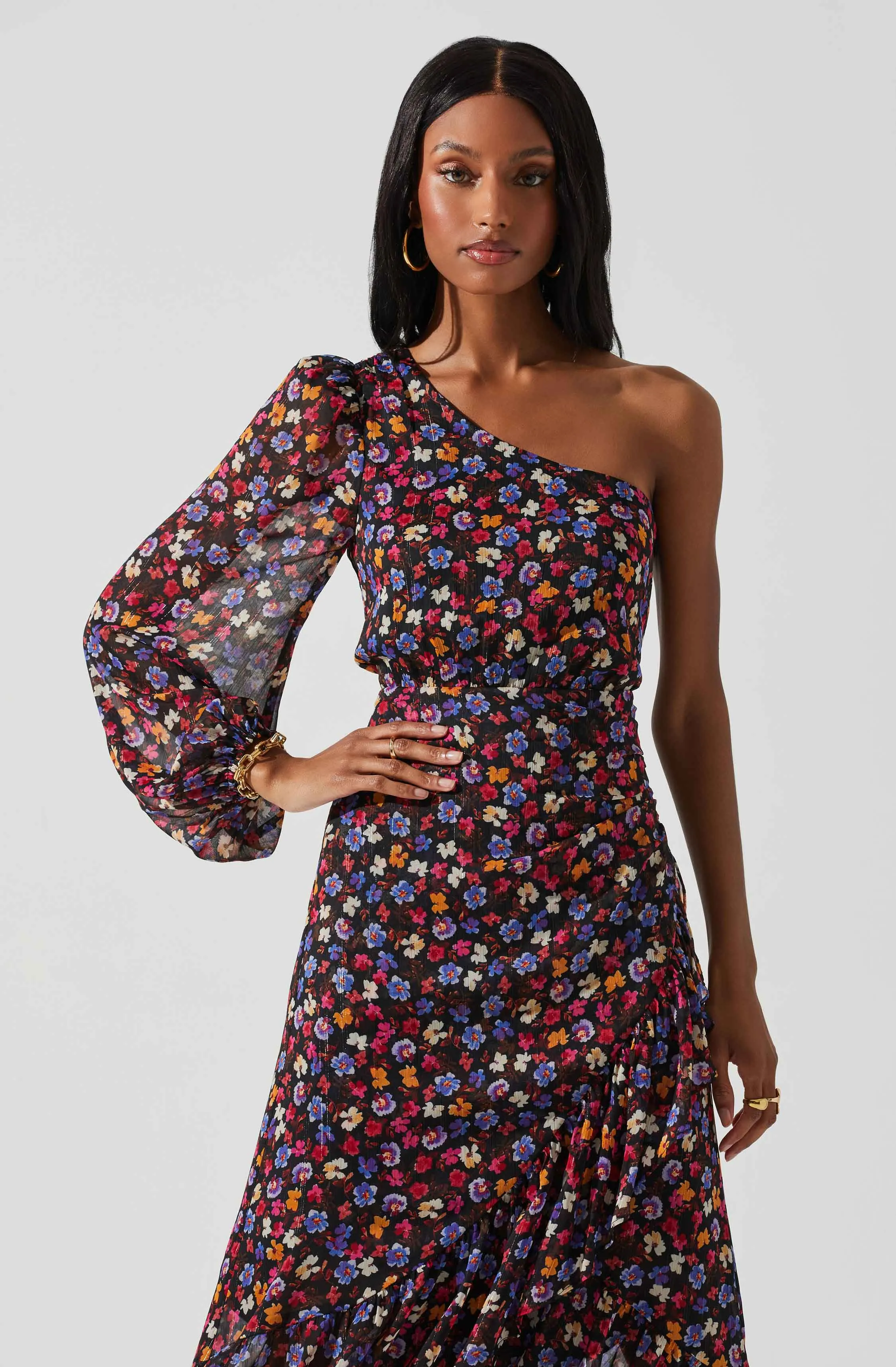Calista Floral One Shoulder Midi Dress sold by Astr product image thumbnail 2