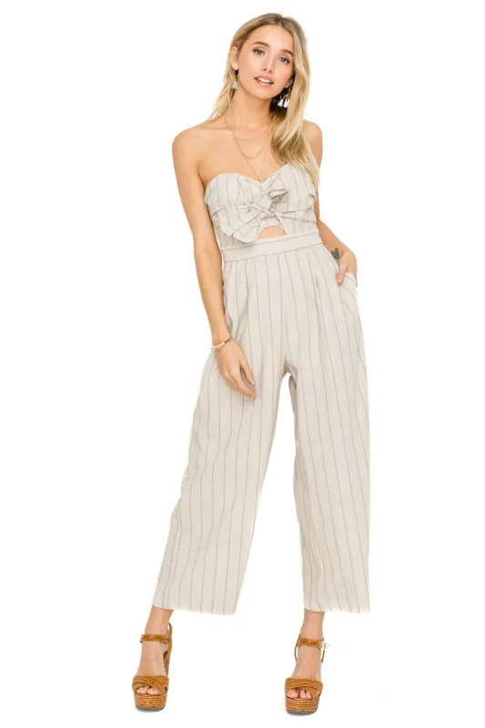 Mara Natural Linen Blend Jumpsuit sold by Astr