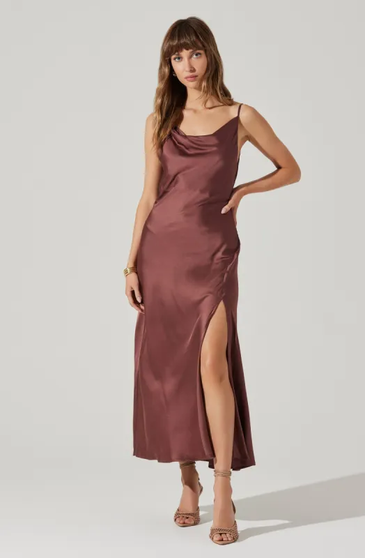 Glynis Cowl Neck Midi Dress sold by Astr