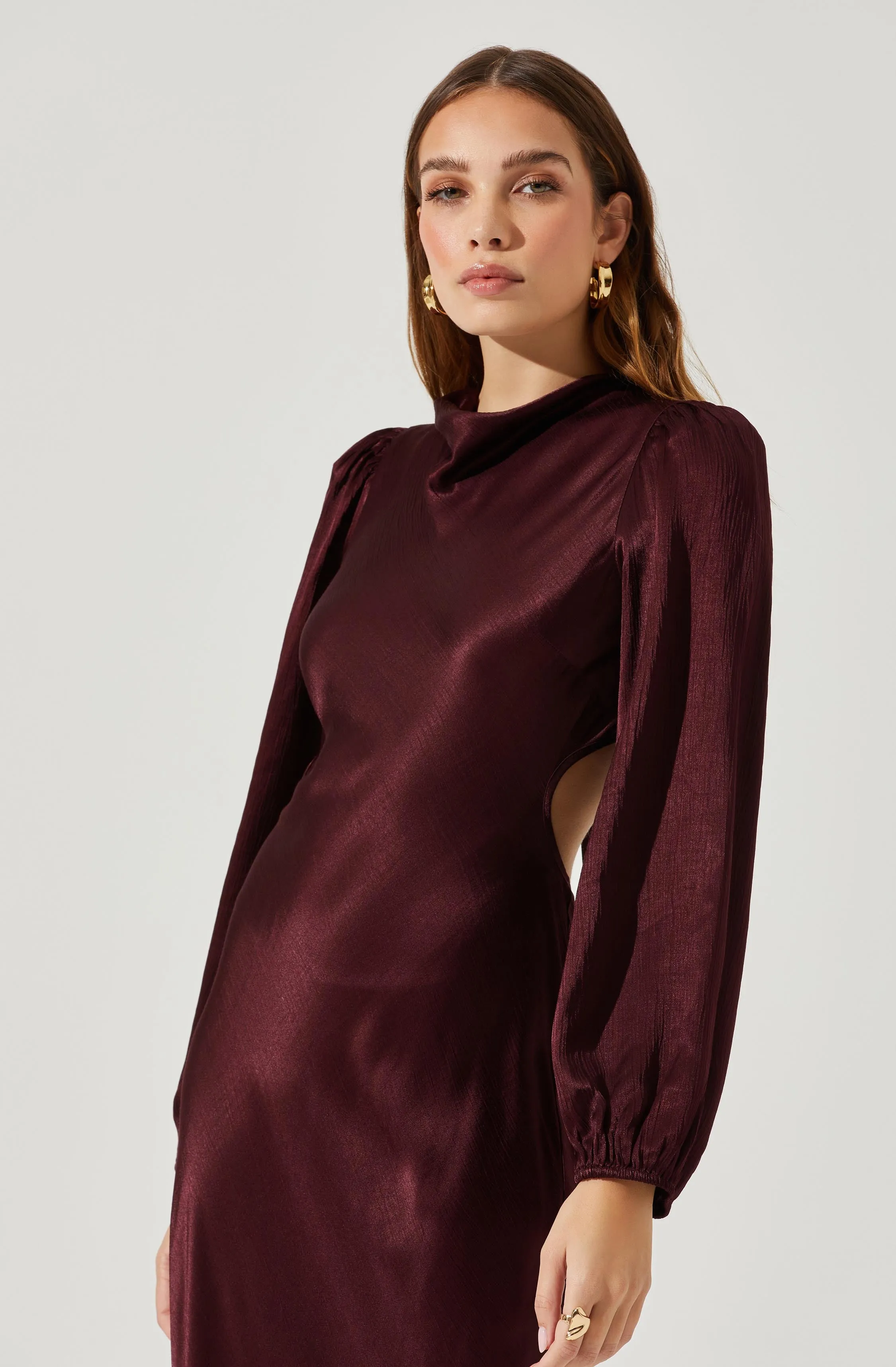 Samara Satin Cutout Long Sleeve Midi Dress sold by Astr product image thumbnail 4