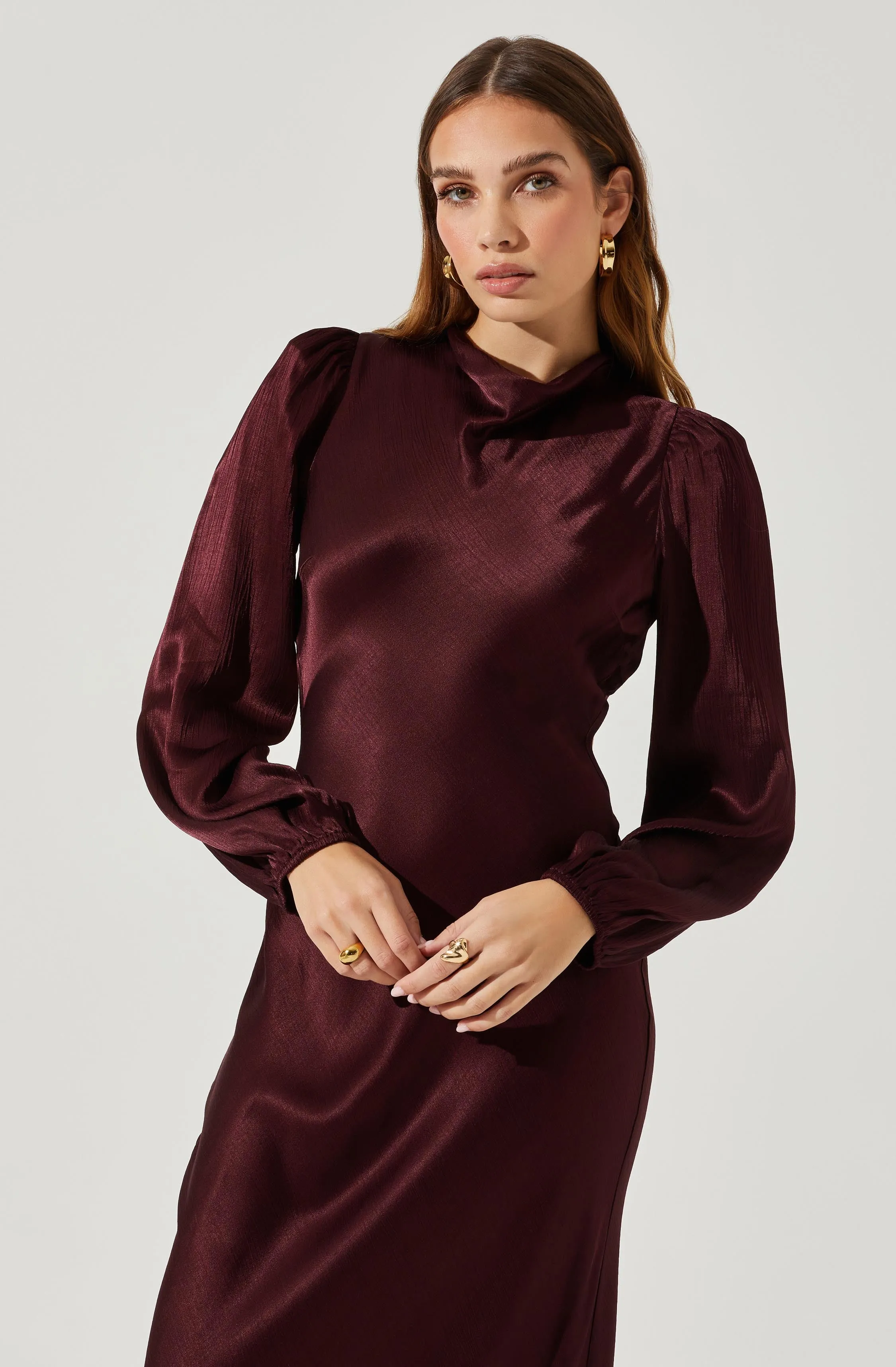 Samara Satin Cutout Long Sleeve Midi Dress sold by Astr product image thumbnail 2