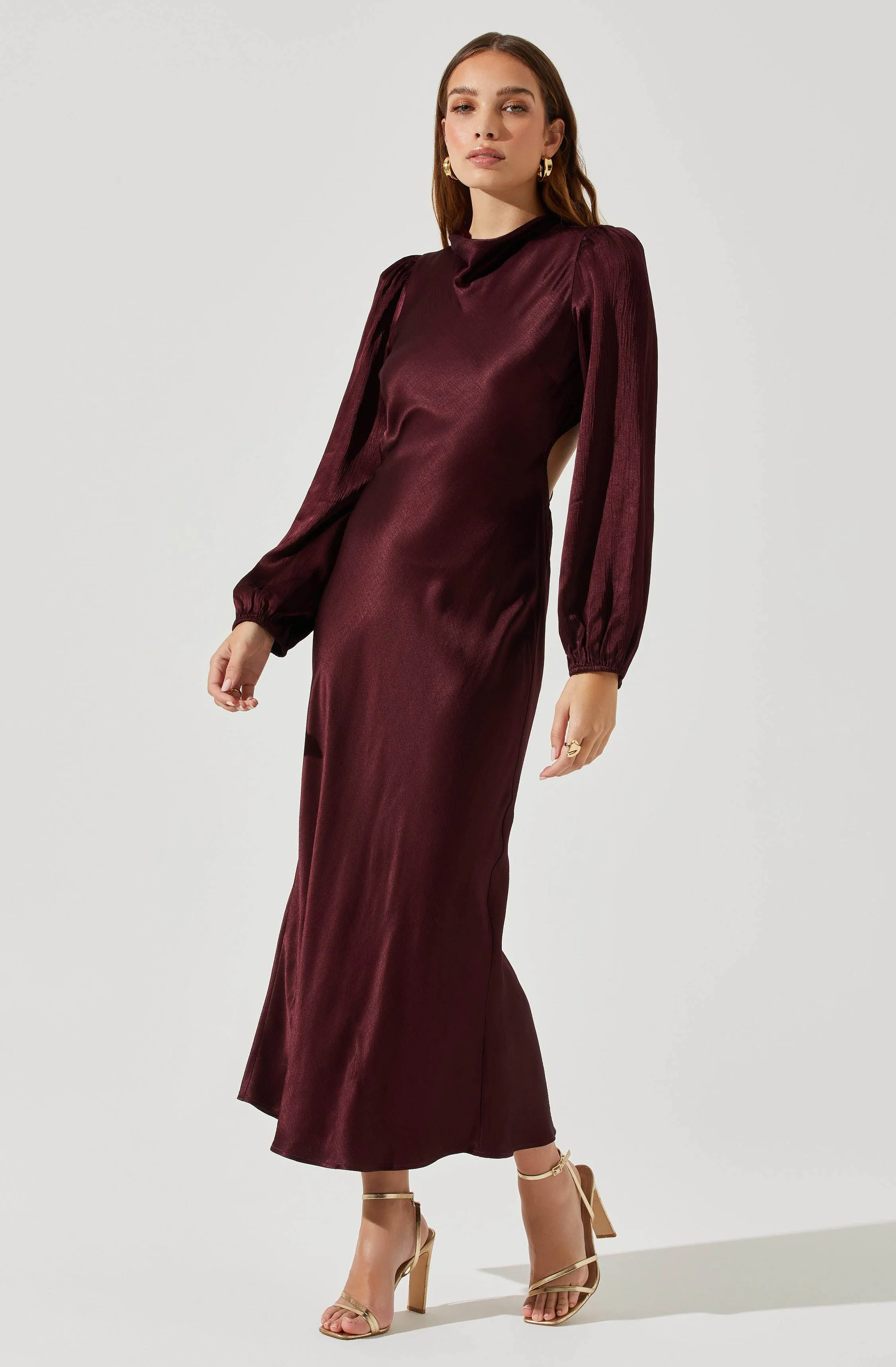 Samara Satin Cutout Long Sleeve Midi Dress sold by Astr product image thumbnail 3