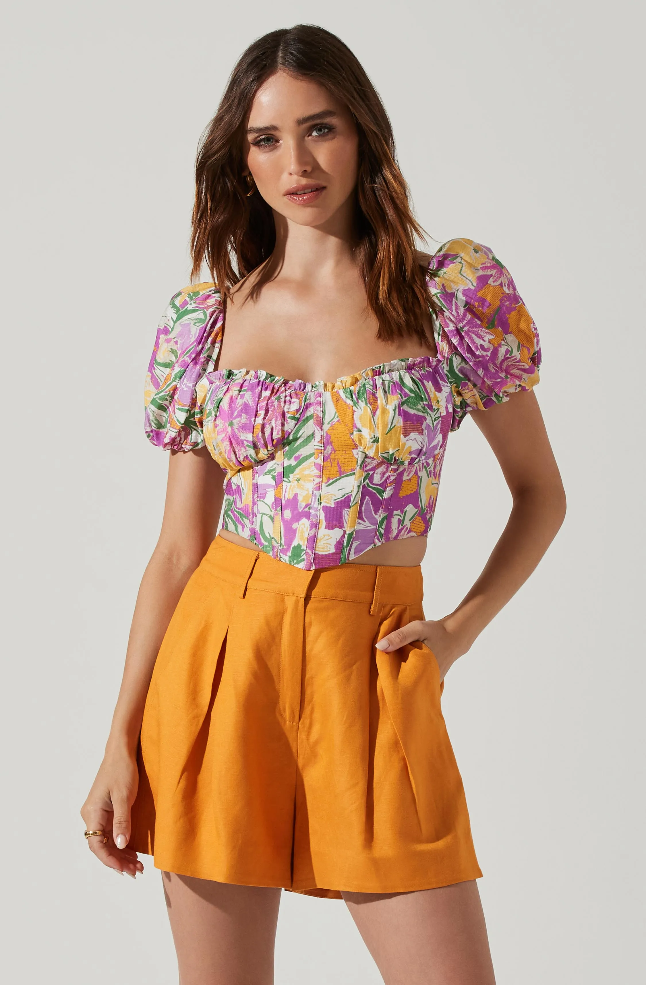 Paola Floral Puff Sleeve Top sold by Astr