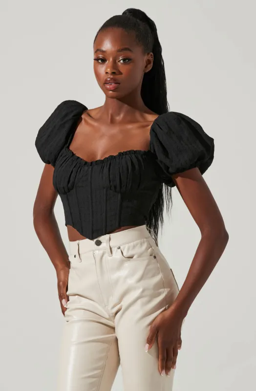 Paola Sweetheart Bustier Puff Sleeve Top made by Astr