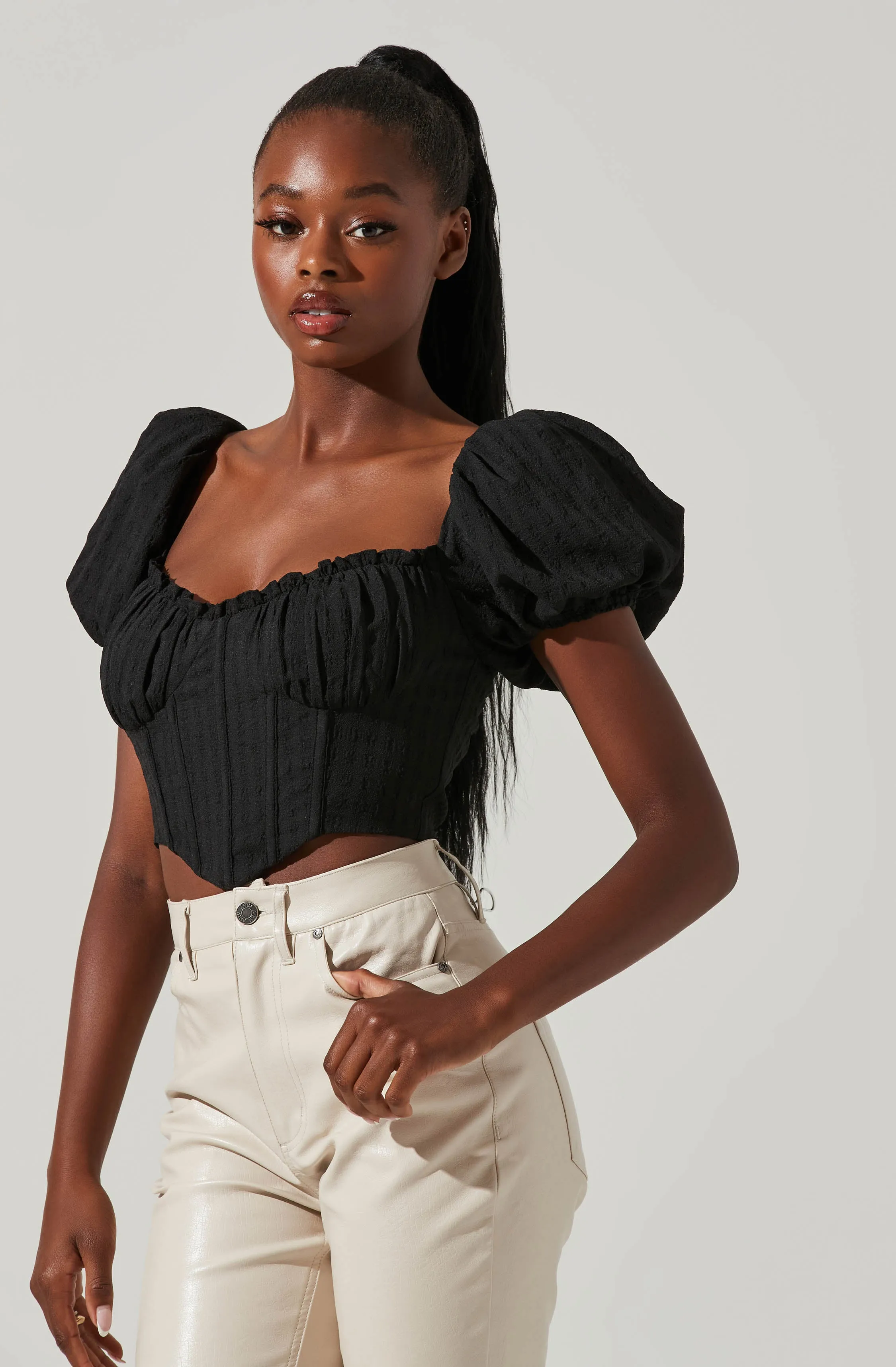 Paola Sweetheart Bustier Puff Sleeve Top sold by Astr product image thumbnail 3