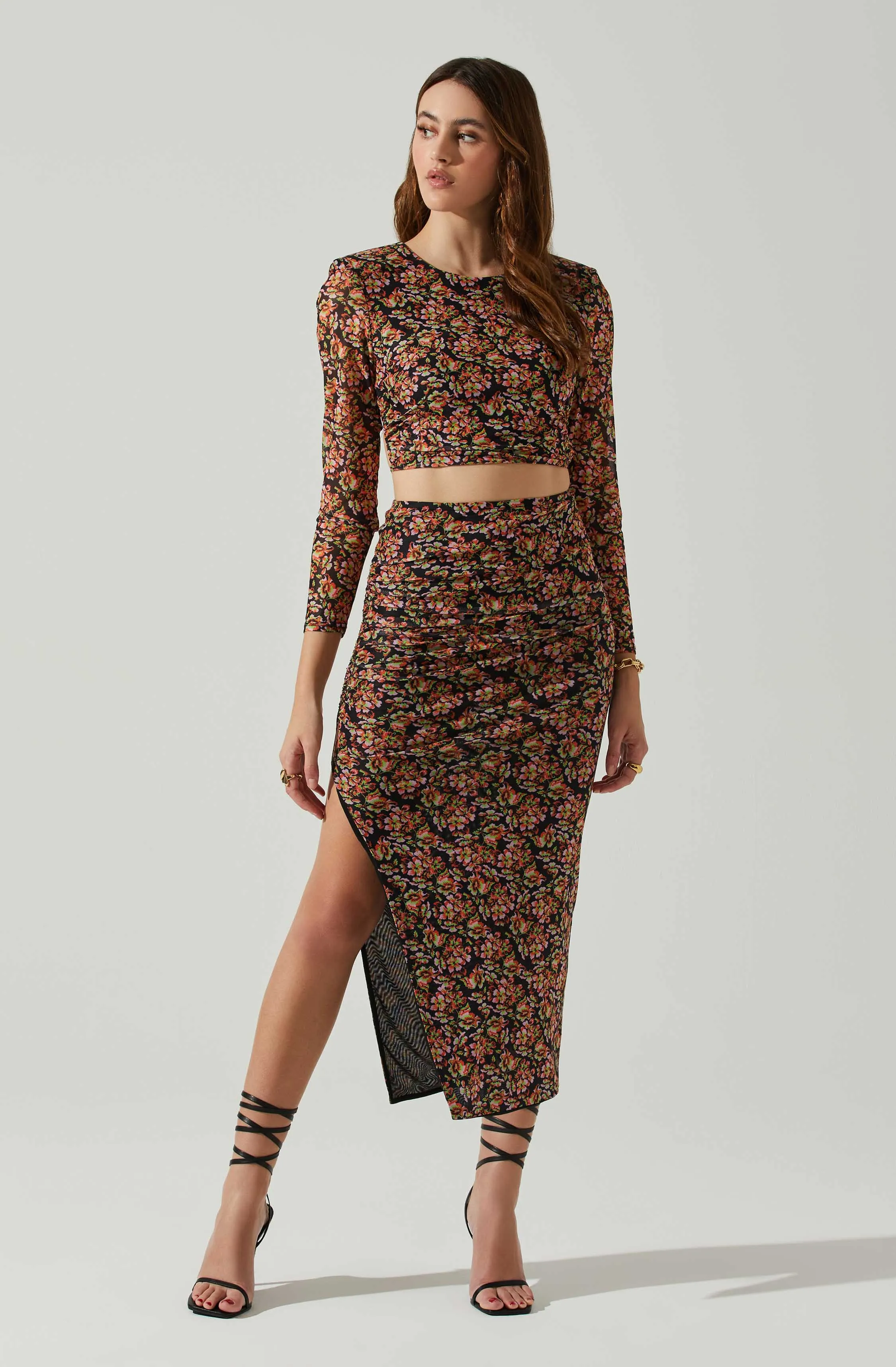 Louisa Floral Long Sleeve Open Back Crop Top sold by Astr product image thumbnail 2