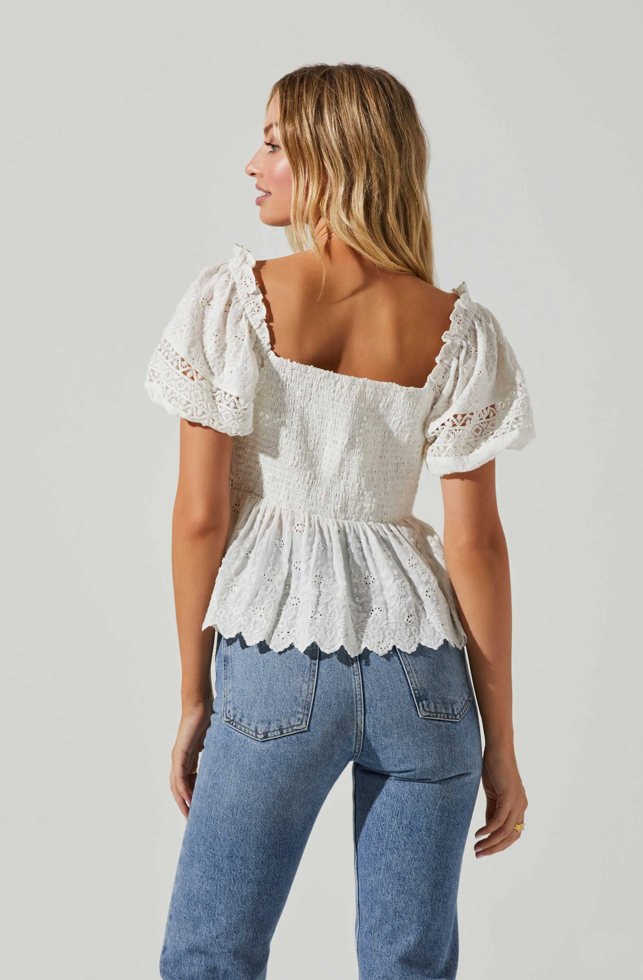 Amoura Eyelet Puff Sleeve Top sold by Astr product image thumbnail 4
