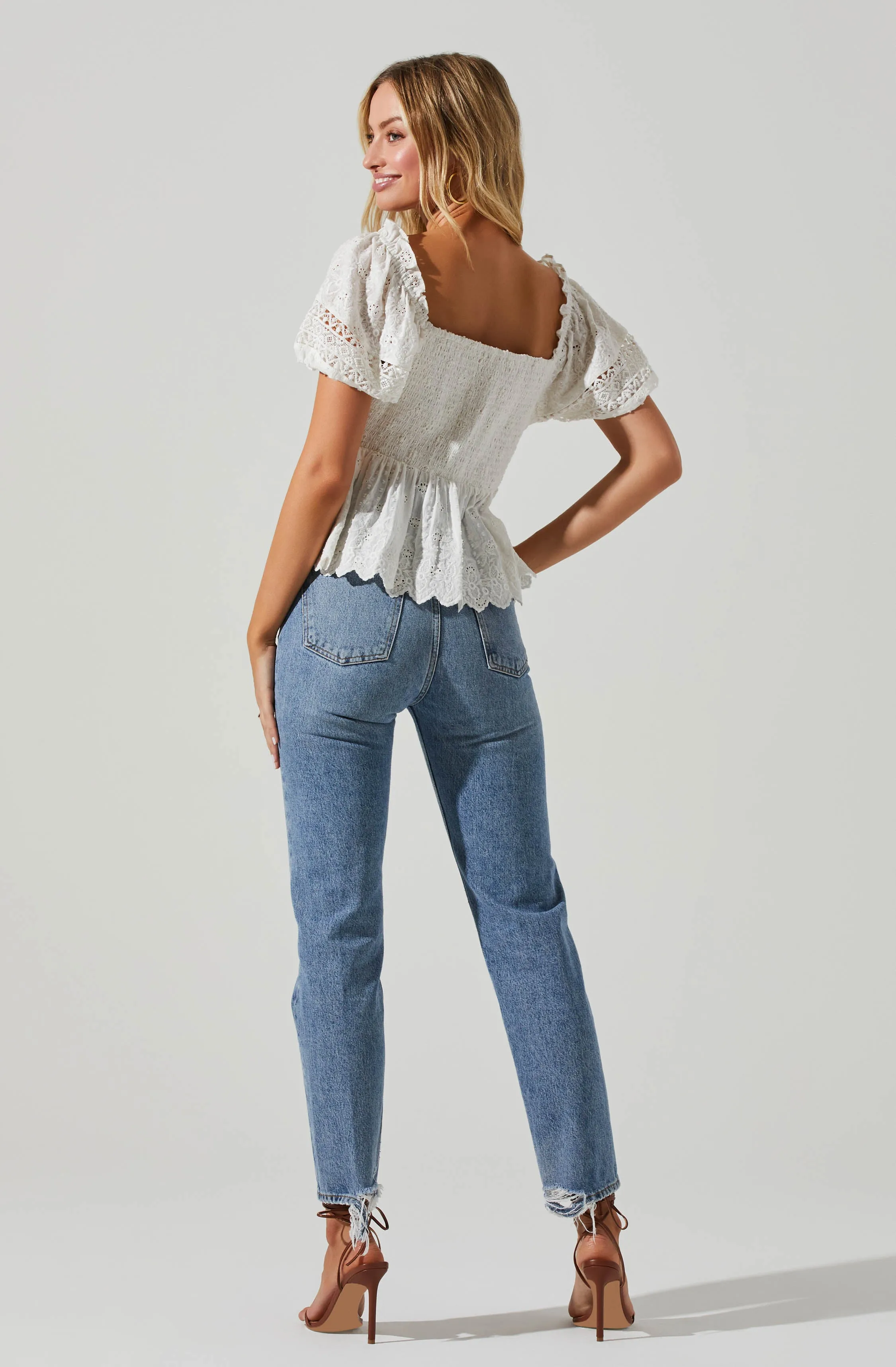 Amoura Eyelet Puff Sleeve Top sold by Astr product image thumbnail 3