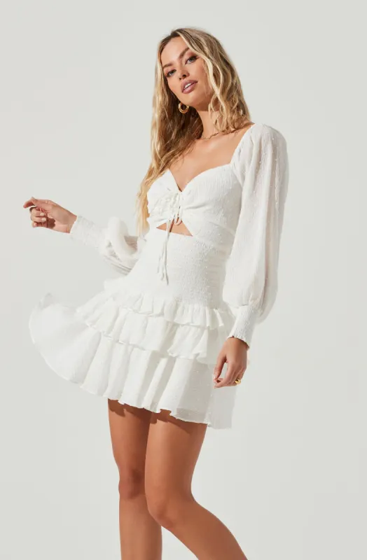 Marietta Cinched Bust Cutout Mini Dress sold by Astr